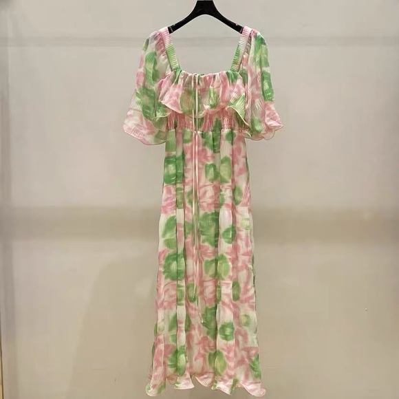 Ganni Dresses & Skirts - Ganni Pink and Green Floral Maxi Dress